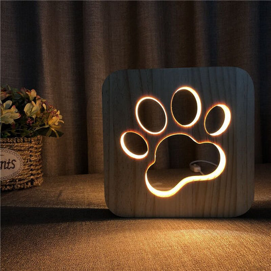 Wood Led Night Lights - Animal Footprints